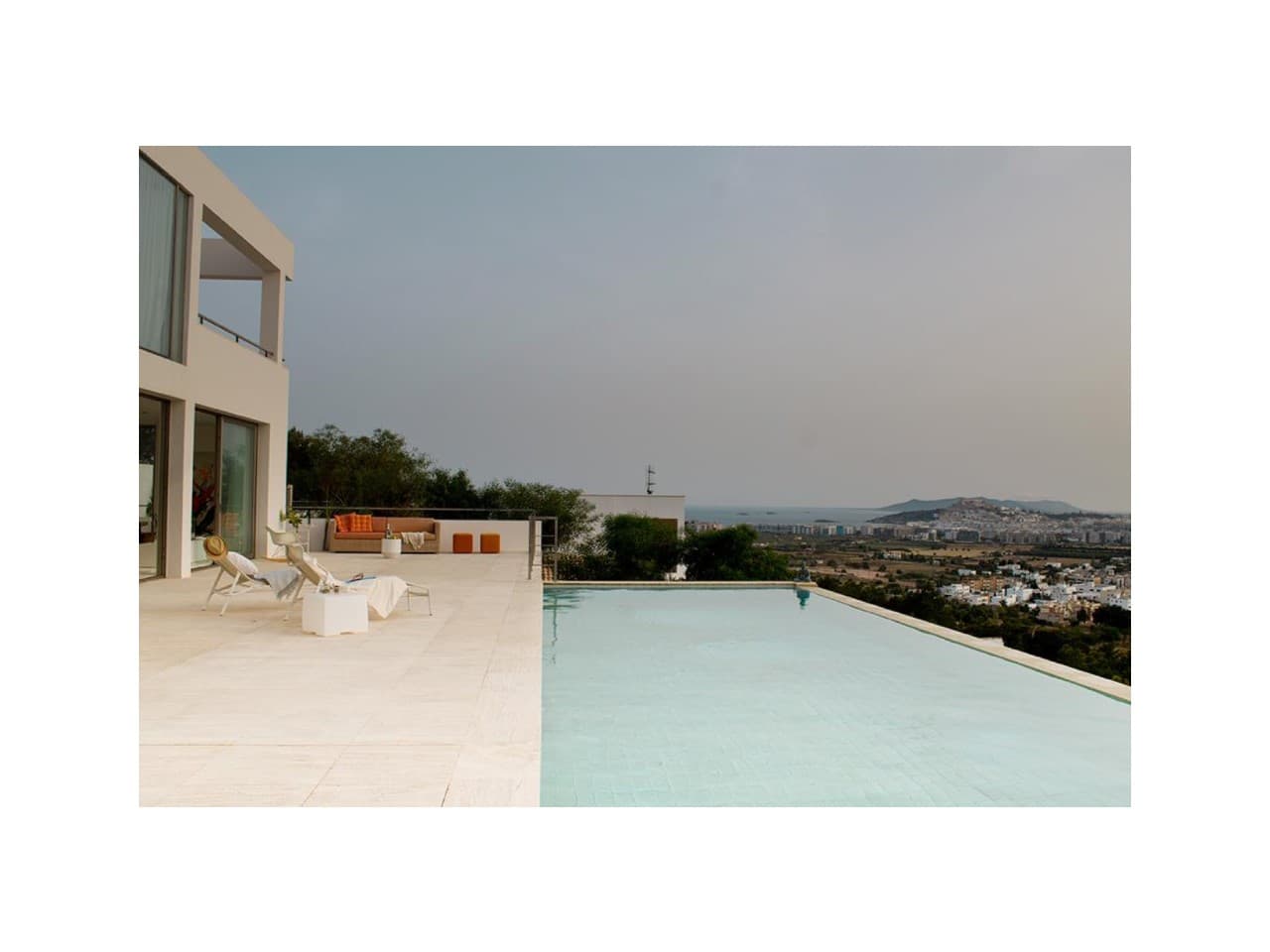 Terrace looking out across the countryside at Villa K4, Can Rimbau, Ibiza
