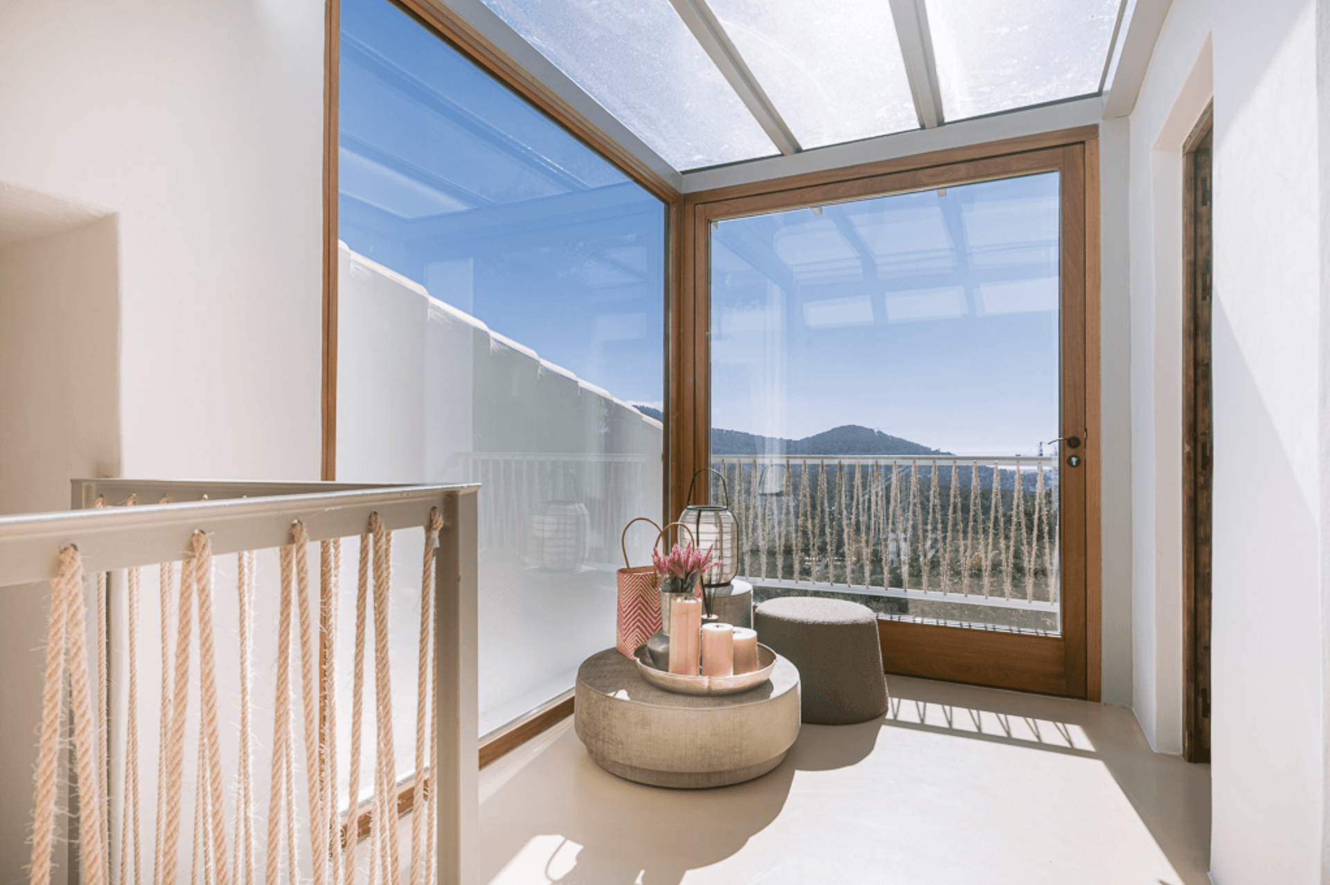 Bathroom with a timber framed skylight and dressing area, Can Furnet, Jesus, Ibiza